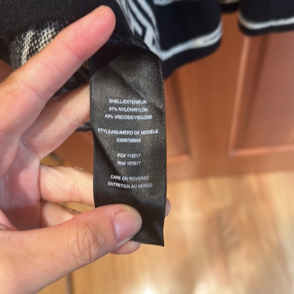 Alice + Olivia Darby Drop-Waist Geo-Knit, Aztec Pattern Sweater Knit Dress Black - Picture 9 of 9